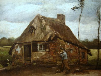 Cabin with Peasant Returning Home by Vincent van Gogh
